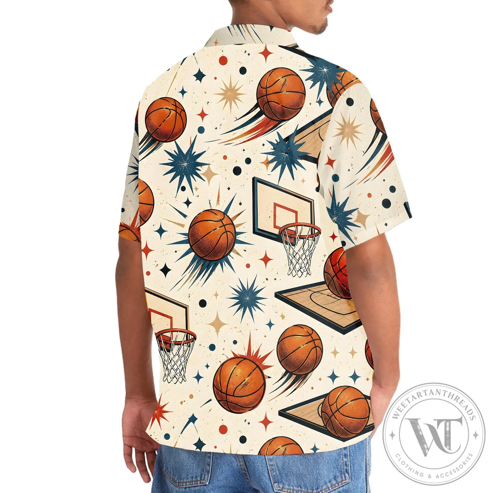 Vintage Basketball Hoop and Ball Pattern Hawaiian Shirt for Men 13 Vintage Basketball Hoop and Ball Pattern Hawaiian Shirt for Men