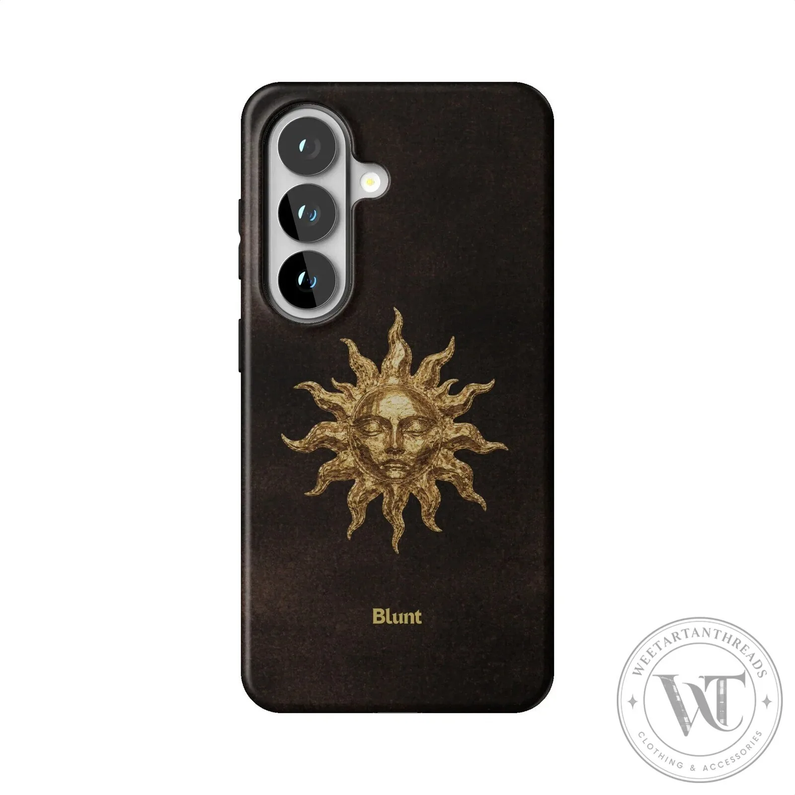 Golden Sun Face Celestial Design Samsung Galaxy Phone Case