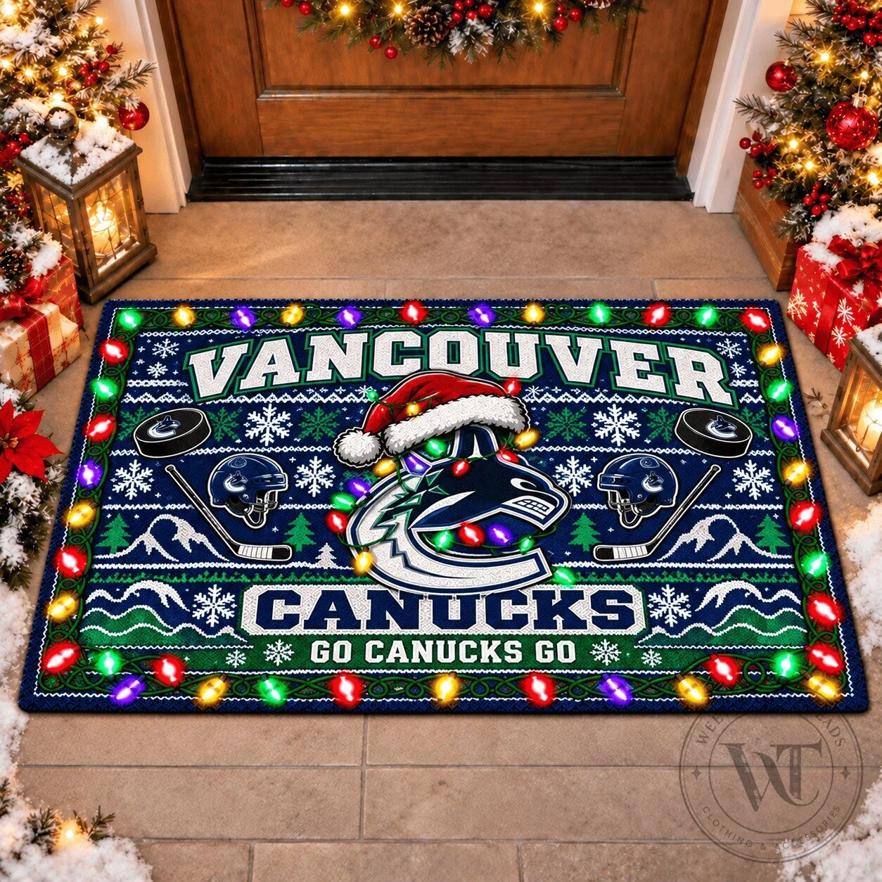 Vancouver Canucks Christmas Ugly Sweater Pattern Holiday Doormat 3 Vancouver Canucks Christmas Ugly Sweater Pattern Holiday Doormat