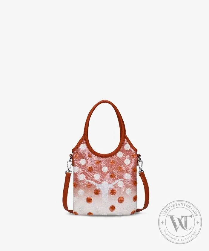 Texas Longhorns Burnt Orange Polka Dot Top Handle Crossbody Bag