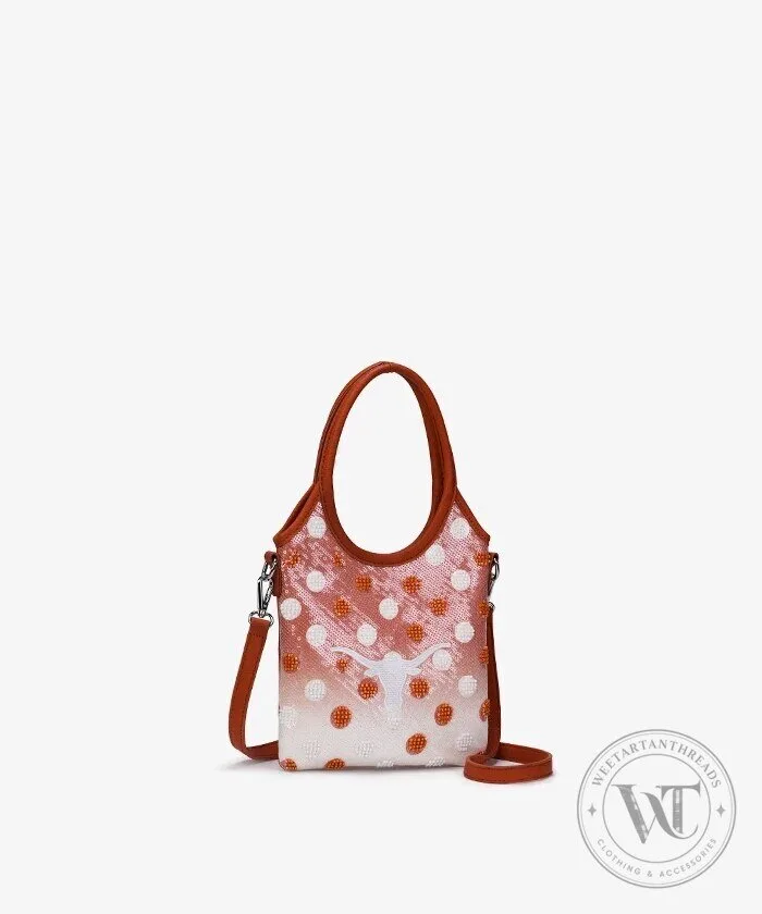 Texas Longhorns Burnt Orange Polka Dot Top Handle Crossbody Bag 11 Texas Longhorns Burnt Orange Polka Dot Top Handle Crossbody Bag