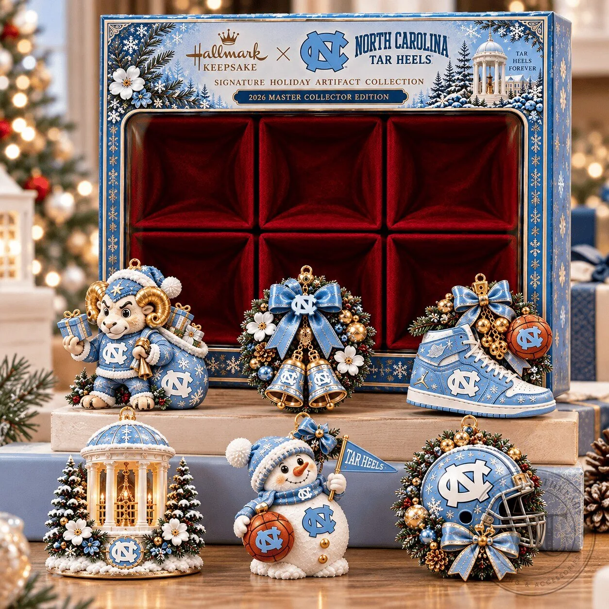 North Carolina Tar Heels Christmas Holiday Keepsake Ornament Collection