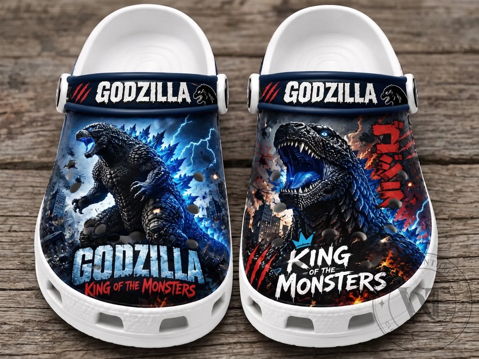 Godzilla King of the Monsters Kaiju Creature Black Clogs Shoes 10 Godzilla King of the Monsters Kaiju Creature Black Clogs Shoes