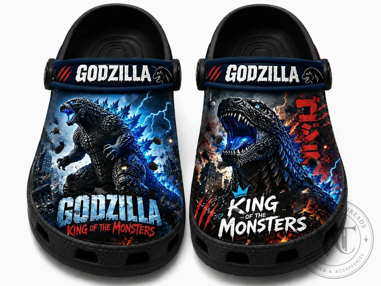 Godzilla King of the Monsters Kaiju Creature Black Clogs Shoes 11 Godzilla King of the Monsters Kaiju Creature Black Clogs Shoes