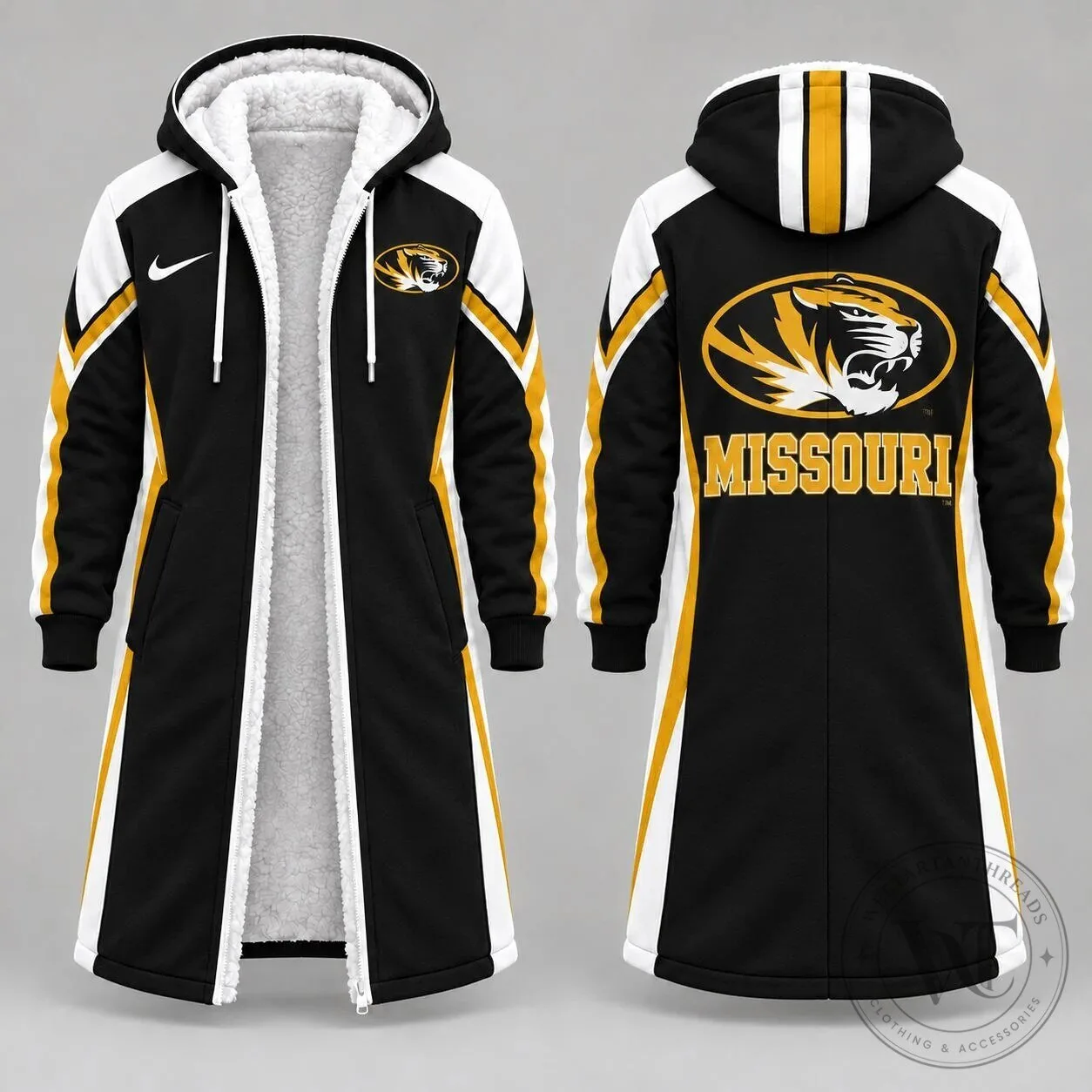Missouri Tigers NCAA Game Day Long Hooded Sherpa Fleece Winter Jacket