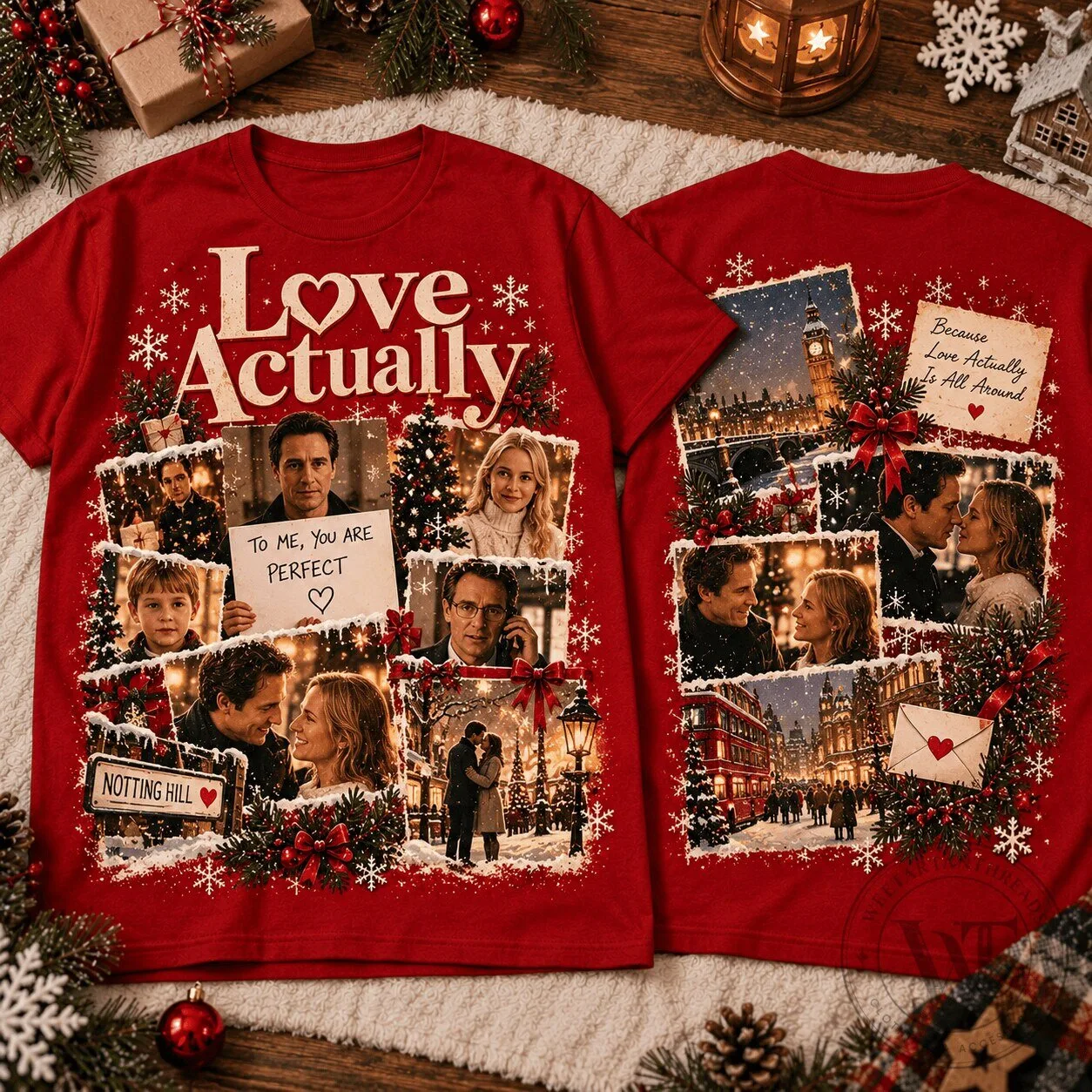 Love Actually Christmas Movie Romantic Holiday Collage T-Shirt 3 Love Actually Christmas Movie Romantic Holiday Collage T-Shirt