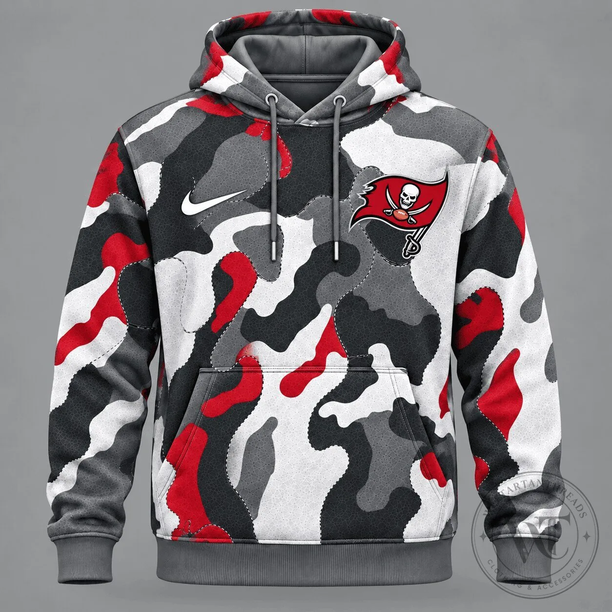 Tampa Bay Buccaneers Camouflage Performance Hoodie with Team Logo and Nike Swoosh 3 Tampa Bay Buccaneers Camouflage Performance Hoodie with Team Logo and Nike Swoosh